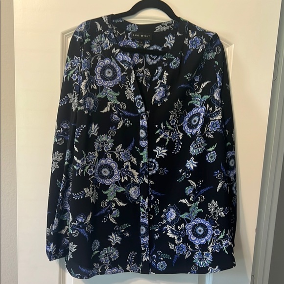 Floral Navy Blue Lane Bryant Women's Top - Picture 1 of 3